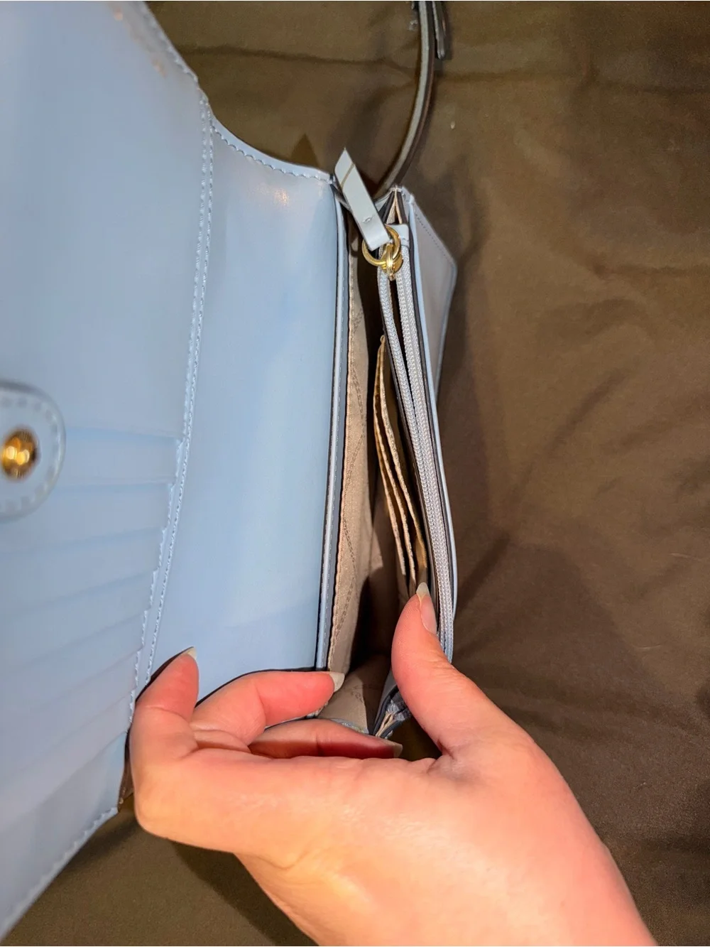 Michael Kors Pale Blue Crossbody Wallet with Gold Hardware - Picture 3 of 4